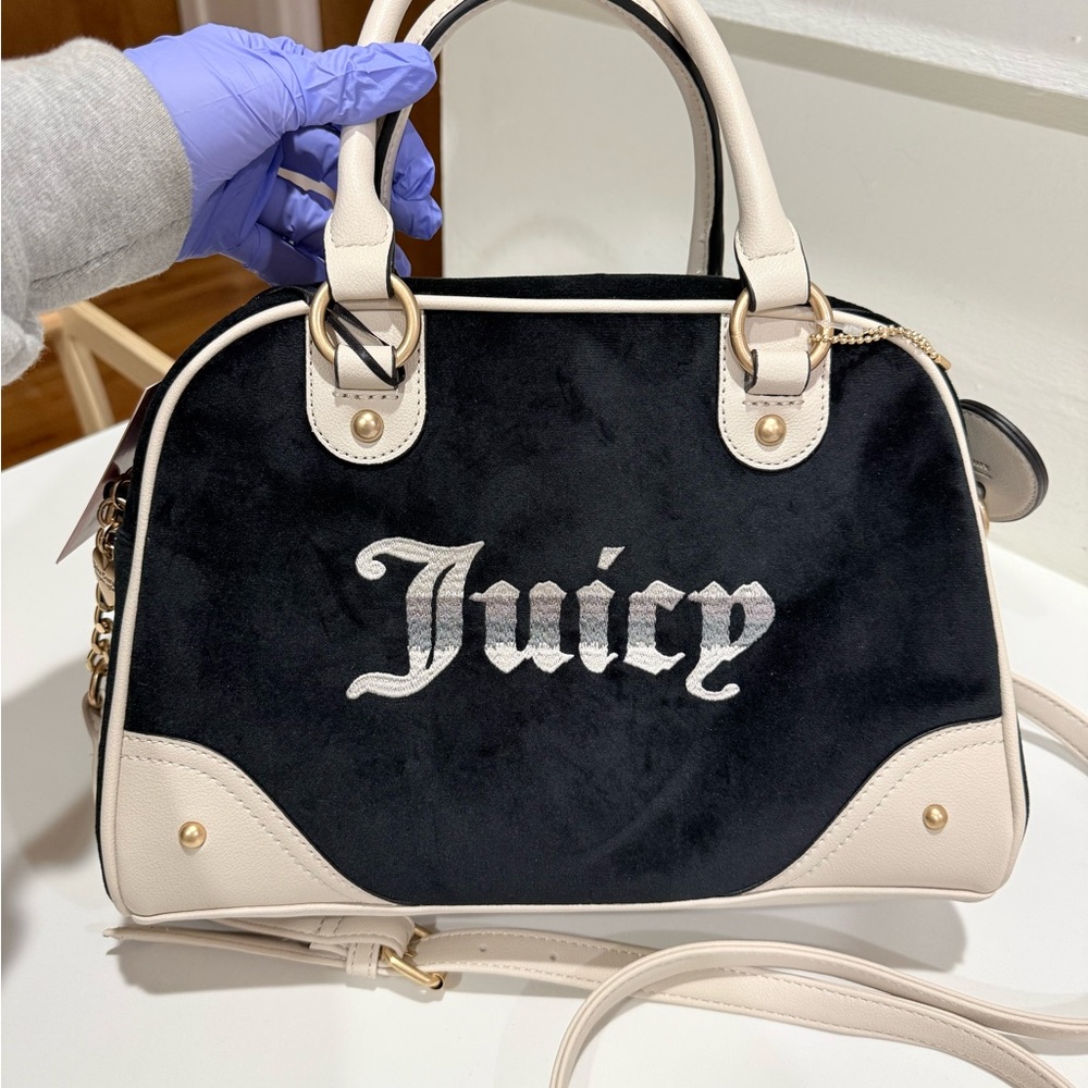 Juicy Couture Elegant Black and Cream Satchel